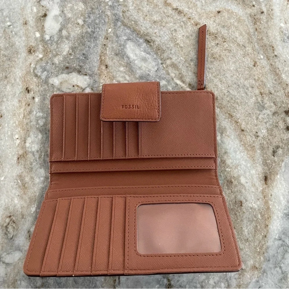 Fossil Women's Wallet Caroline Clutch ECRU Multi Stripe Zip - Picture 3 of 16